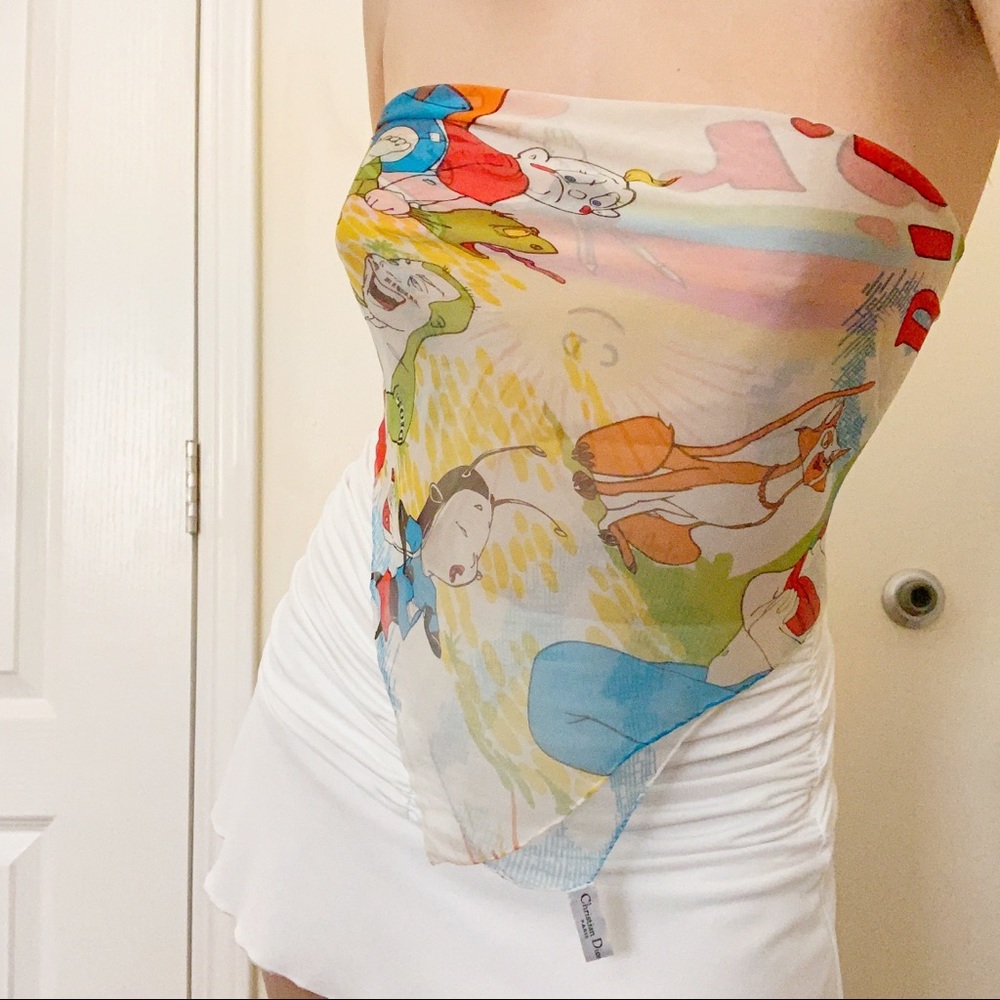 Christian Dior x John Galliano Sheer Cartoon Scarf